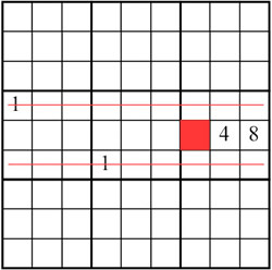 Sudoku: gedachte Linien horizontal oder vertikal